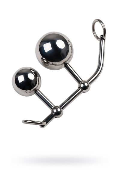 Стринги с двумя шарами, TOYFA Metal, металл, серебристый,  281гр